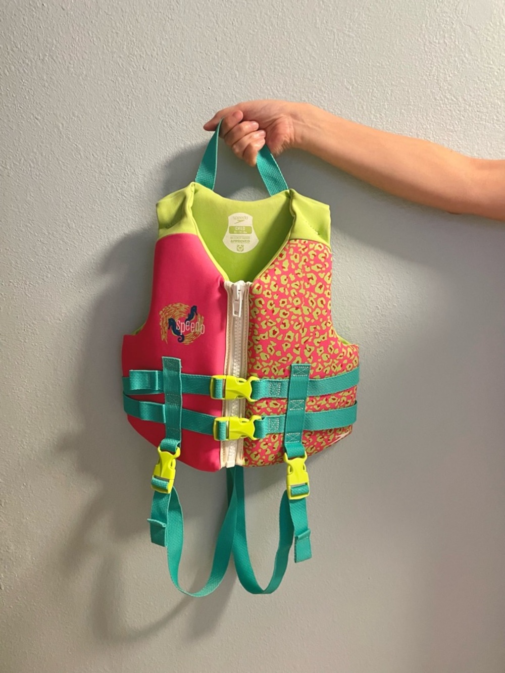 Speedo Lime Green, Pink, and Teal Child Swim Vest